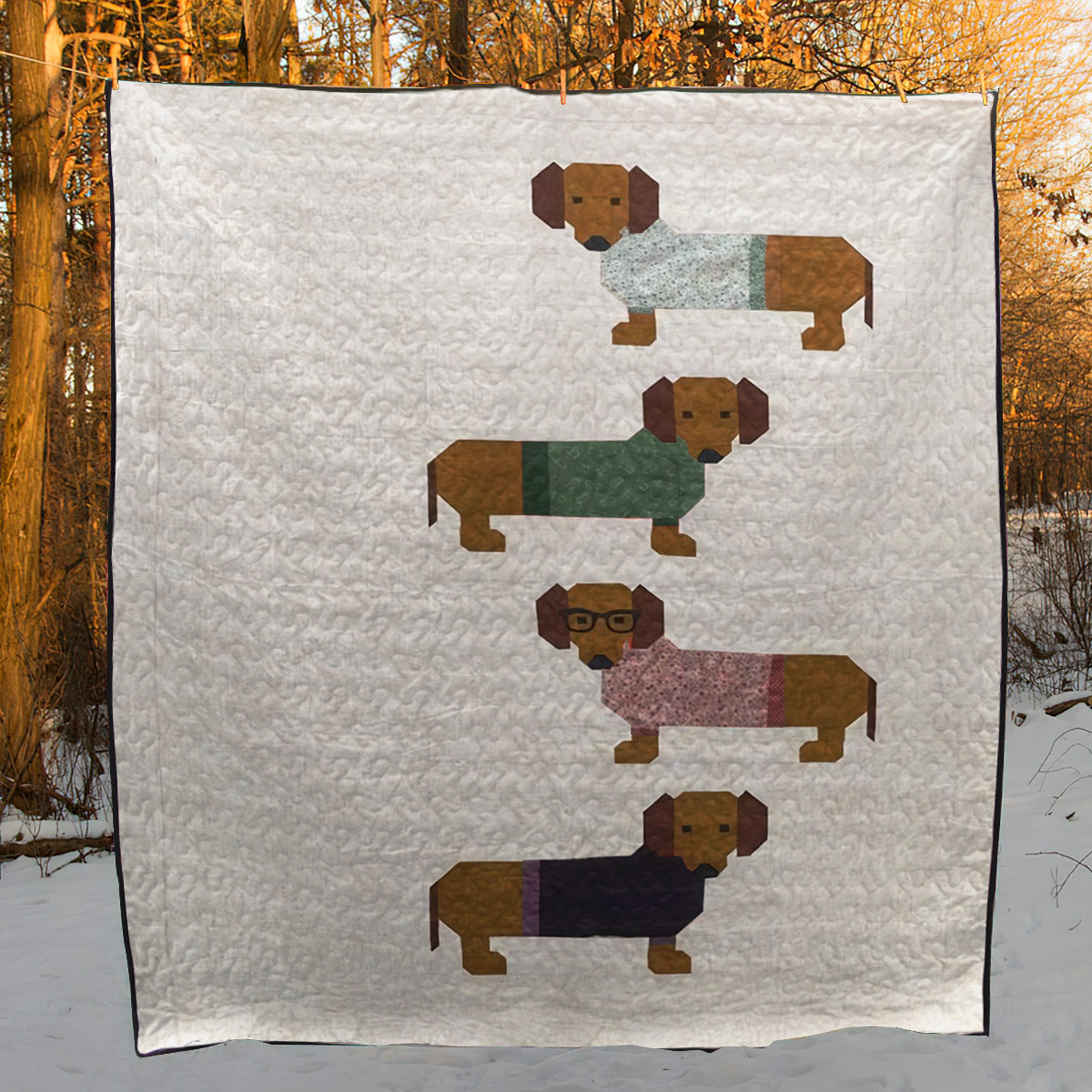 Dachshund CLA1010243Q Quilt Blanket