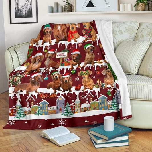 Dachshund Christmas CLM3010200S Sherpa Fleece Blanket