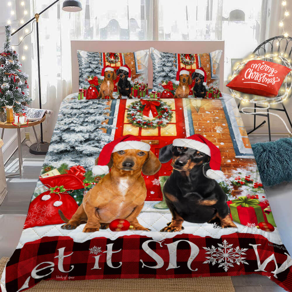 Dachshund Christmas Quilt Bedding Set CLH0809003