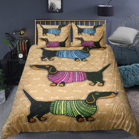 Dachshund Christmas Quilt Bedding Set TL210906