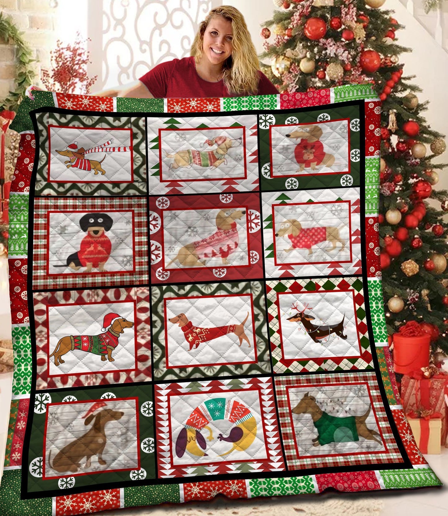 Dachshund Christmas Quilt Blanket TM271004