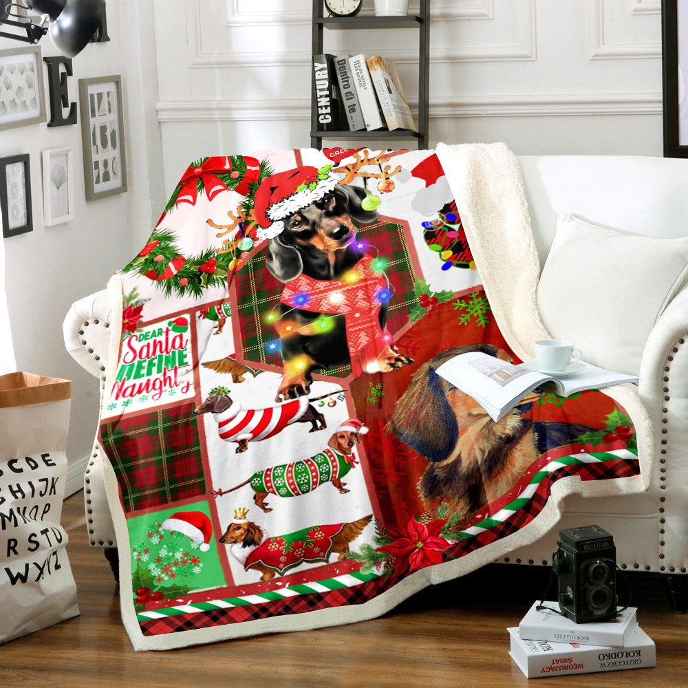 Dachshund Christmas Sherpa Fleece Blanket TM180107