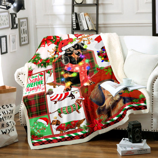 Dachshund Christmas Sherpa Fleece Blanket TM180107