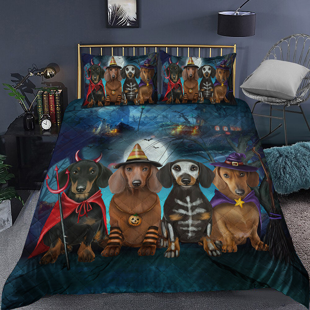 Dachshund Halloween Quilt Bedding Set TL280911