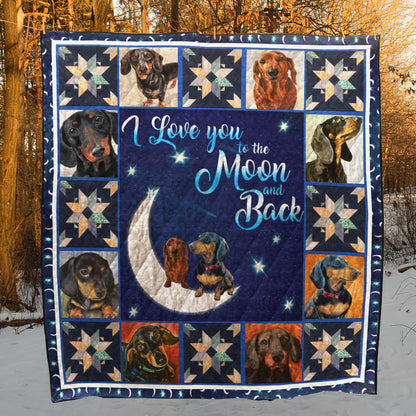 Dachshund I Love You To The Moon And Back CLA0810109Q Quilt Blanket