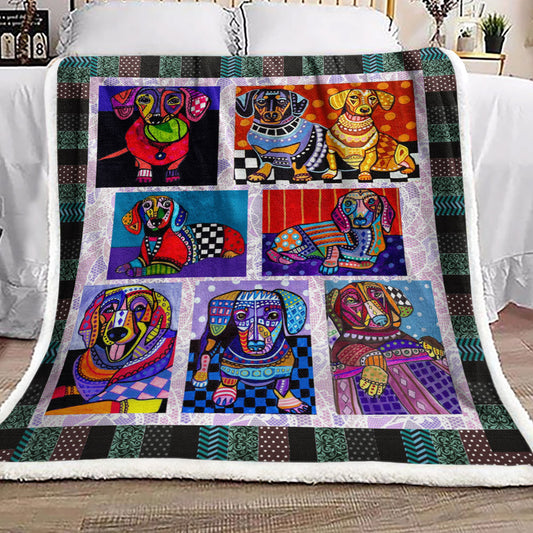 Dachshund Art DD210971F Sherpa Fleece Blanket