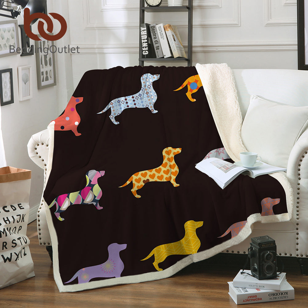 Dachshund CLA0510094F Sherpa Fleece Blanket