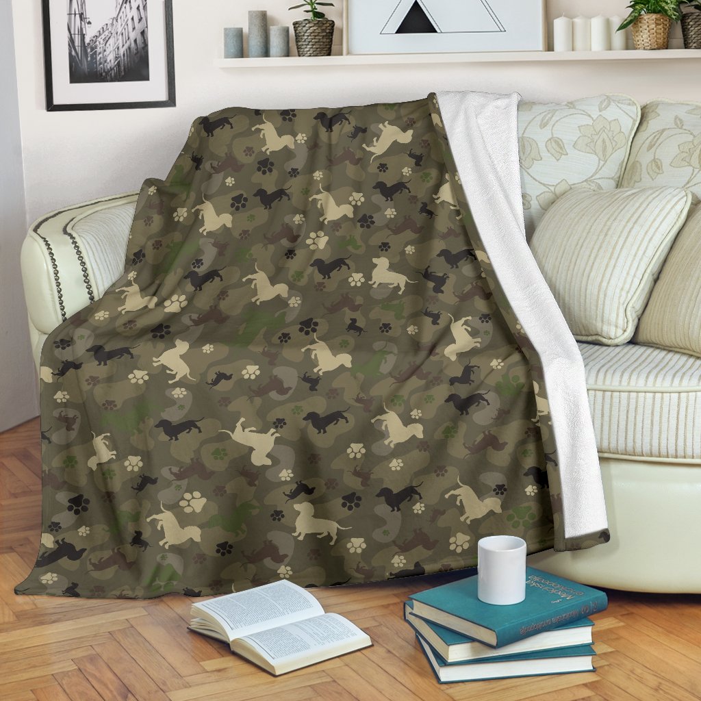 Dachshund Camo CLM0512145S Sherpa Fleece Blanket
