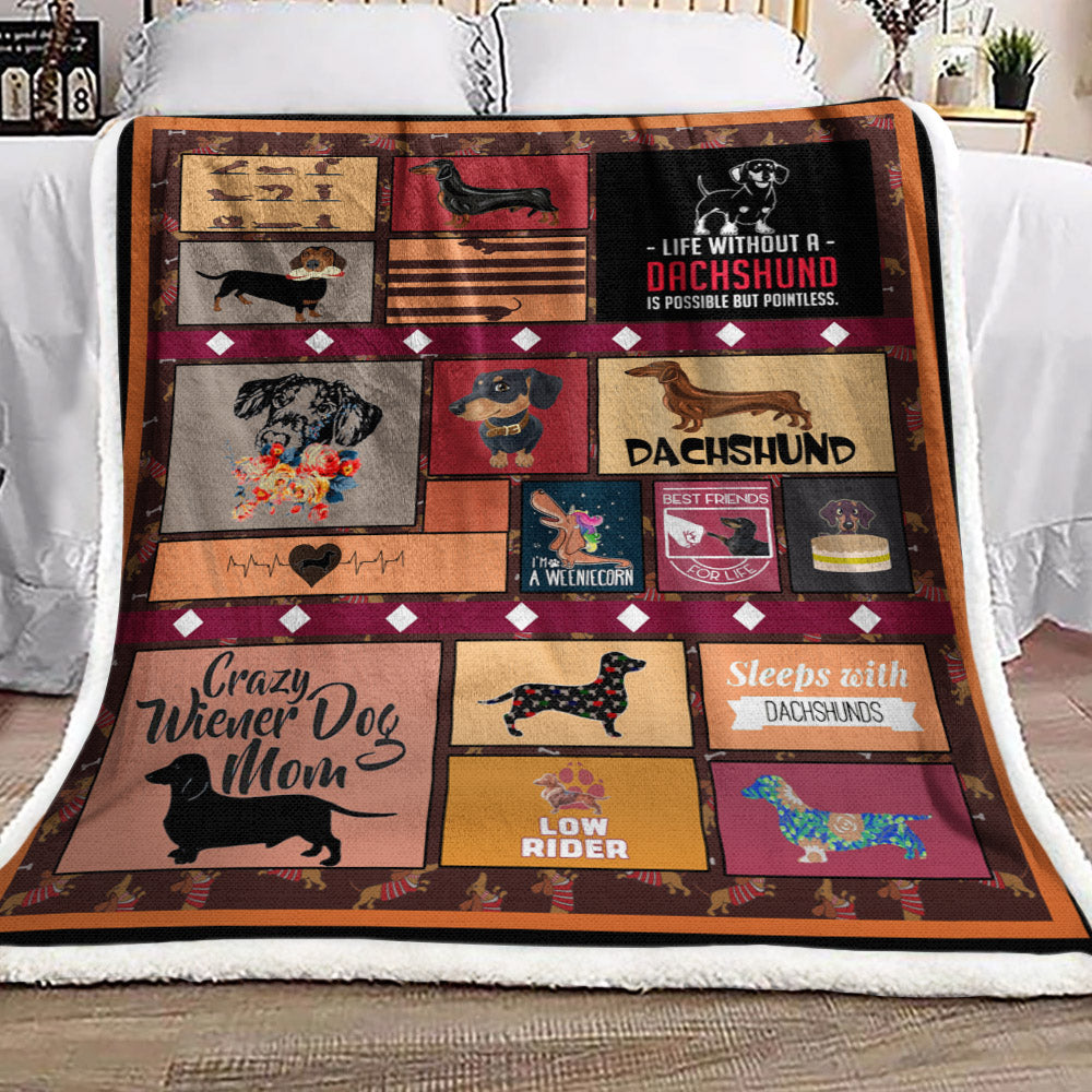 Dachshund DD210975F Sherpa Fleece Blanket