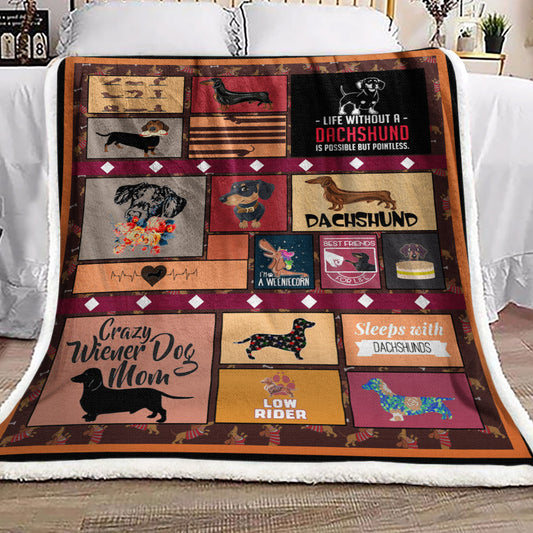 Dachshund DD210975F Sherpa Fleece Blanket