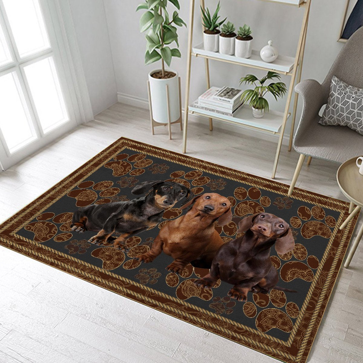 Dachshund Floral Paw Special CL08100095MDR Rug
