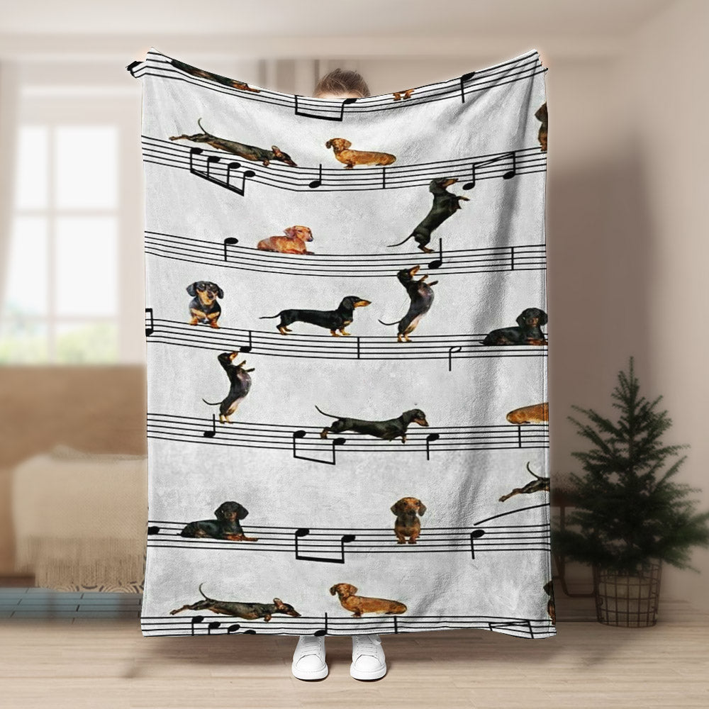 Dachshund HN170970F Sherpa Fleece Blanket