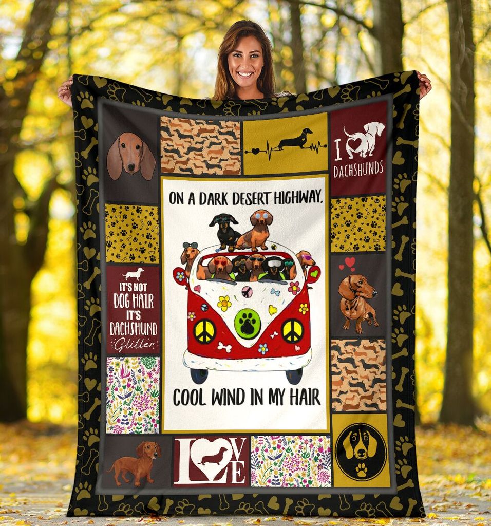 Dachshund Hippie CLM02120780S Sherpa Fleece Blanket