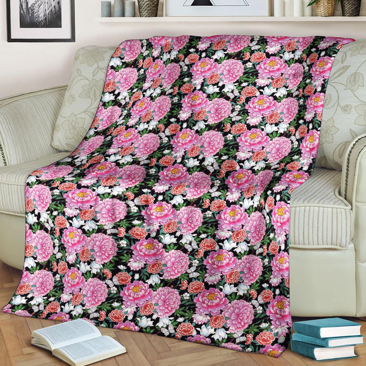 Dahlia Pattern CLA15100756F Sherpa Fleece Blanket