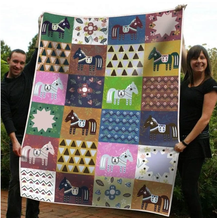 Dala Horse CLM3110112S Sherpa Fleece Blanket
