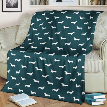 Dark Green Dachshund CLA21100068F Sherpa Fleece Blanket