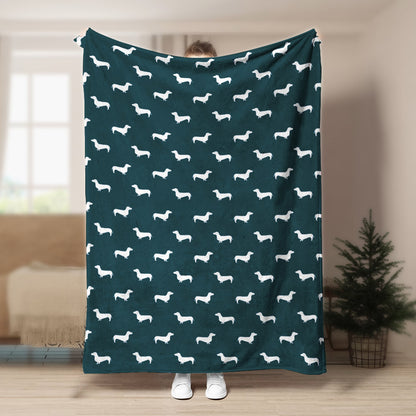 Dark Green Dachshund CLA21100068F Sherpa Fleece Blanket