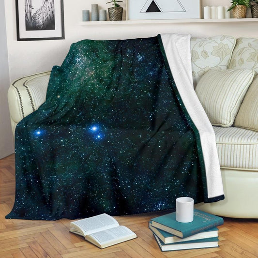 Dark Green Galaxy Space CLH0111236F Sherpa Fleece Blanket