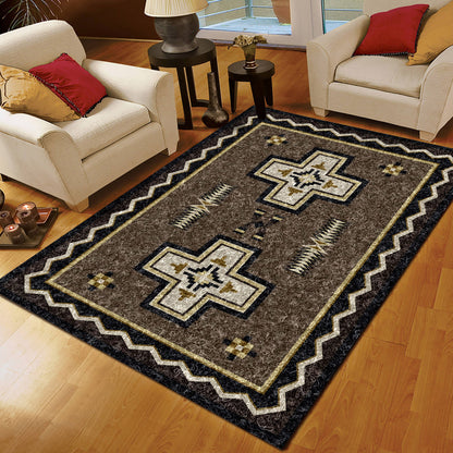 Dark Grey Cross Southwest Native American CLA1610094R Rug