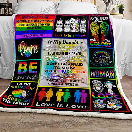 Daughter I Am So Proud Of You Pride Lgbt CL0210062MDF Sherpa Fleece Blanket