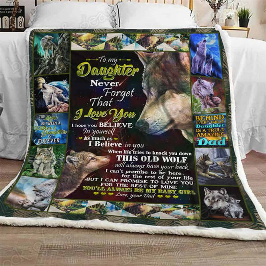 Daughter This Old Wolf CL180919MDF Sherpa Fleece Blanket