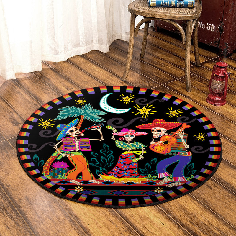 Day Of The Dead BL200806RR Round Area Rug