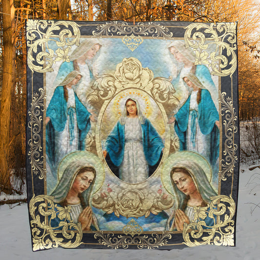 Dear Maria, Gold Mirror, Infinite Halo, Pray For Healing Christian Quilt Blanket HN010603M