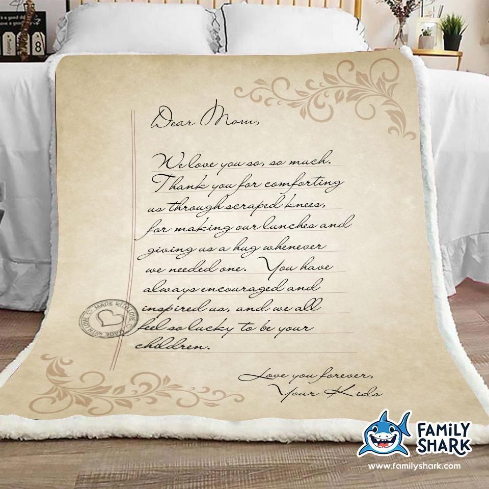Dear Mom Love Letter Handwriting CL15110077MDF Sherpa Fleece Blanket