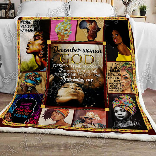 December Woman Black Women CL2709114MDF Sherpa Fleece Blanket