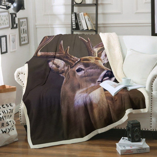 Deer DP220814F Sherpa Fleece Blanket