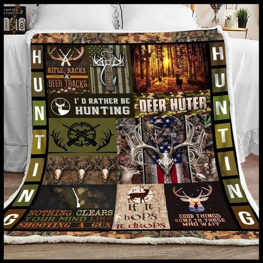 Deer Hunting CL260828MDF Sherpa Fleece Blanket