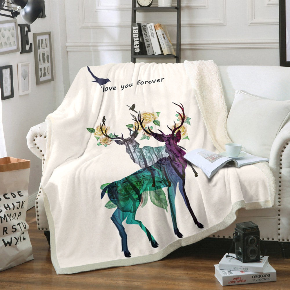 Deer CG270830F Sherpa Fleece Blanket
