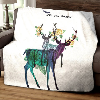 Deer CG270830F Sherpa Fleece Blanket