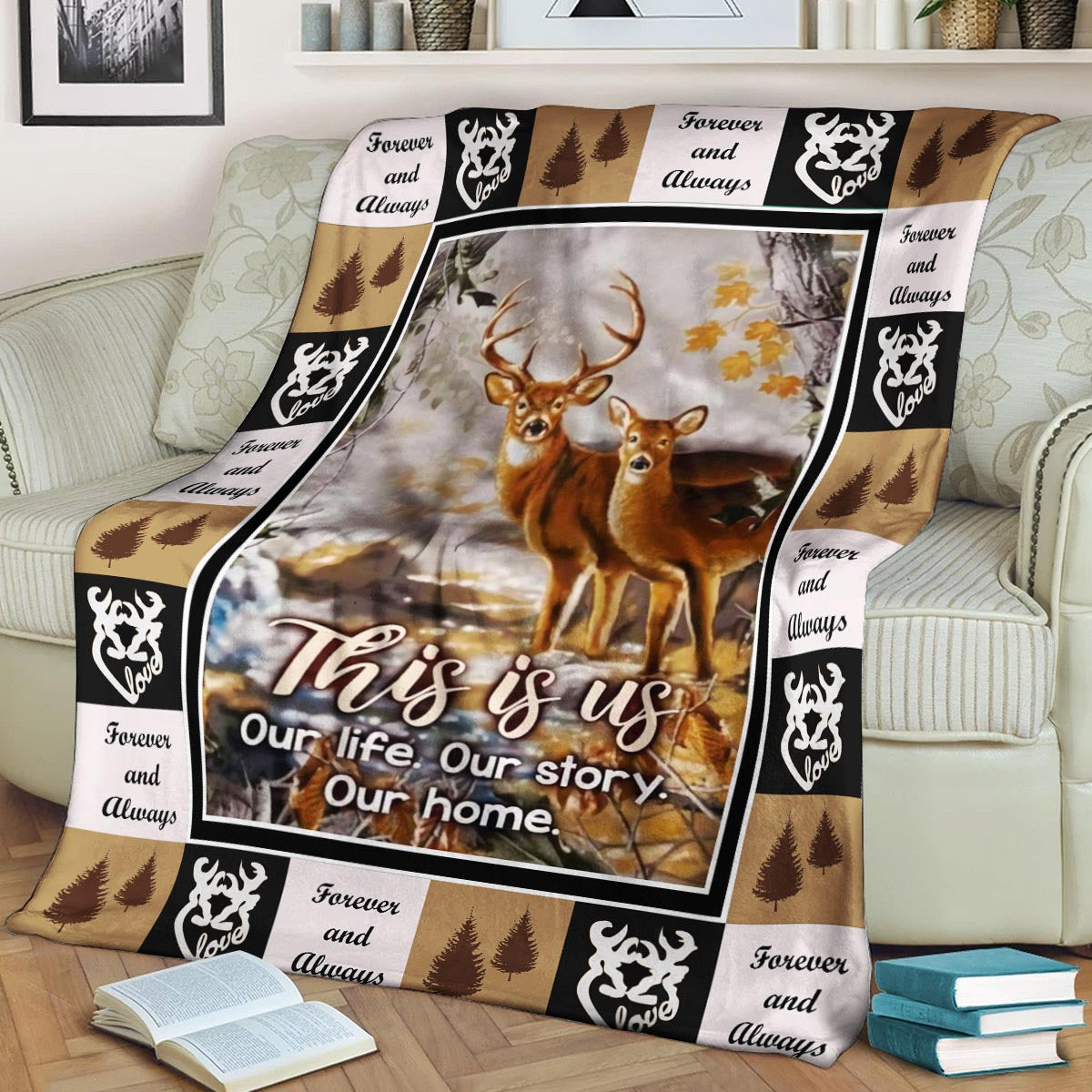 Deer CL260825MDF Sherpa Fleece Blanket