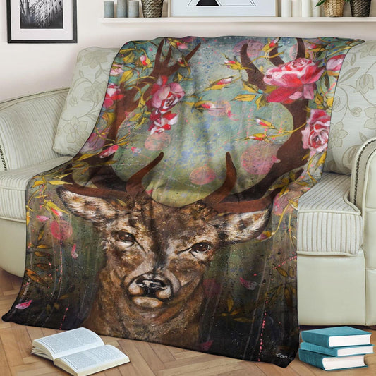 Deer DP260846F Sherpa Fleece Blanket