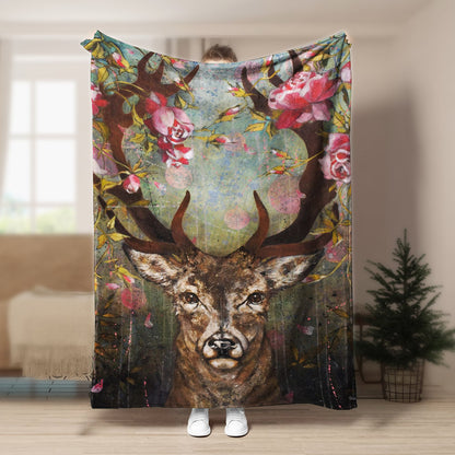 Deer DP260846F Sherpa Fleece Blanket