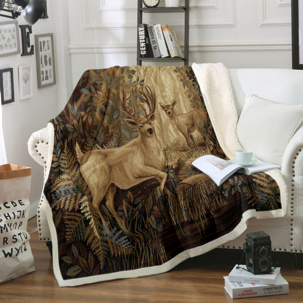 Deer HM040918TT Sherpa Fleece Blanket