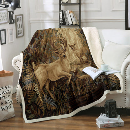 Deer HM040918TT Sherpa Fleece Blanket