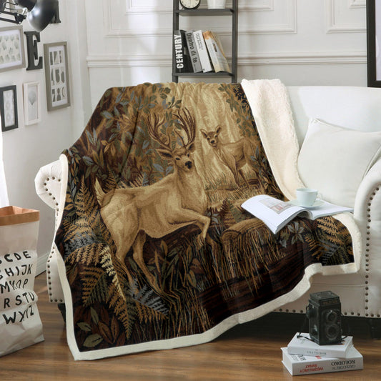 Deer HM040918TT Sherpa Fleece Blanket