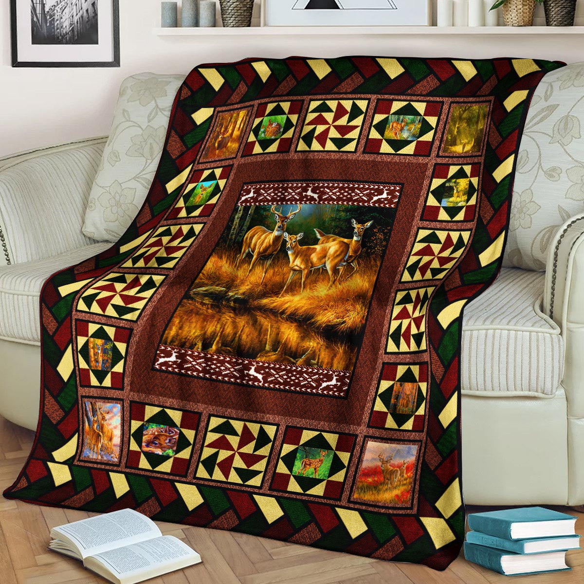 Deer HN011069F Sherpa Fleece Blanket