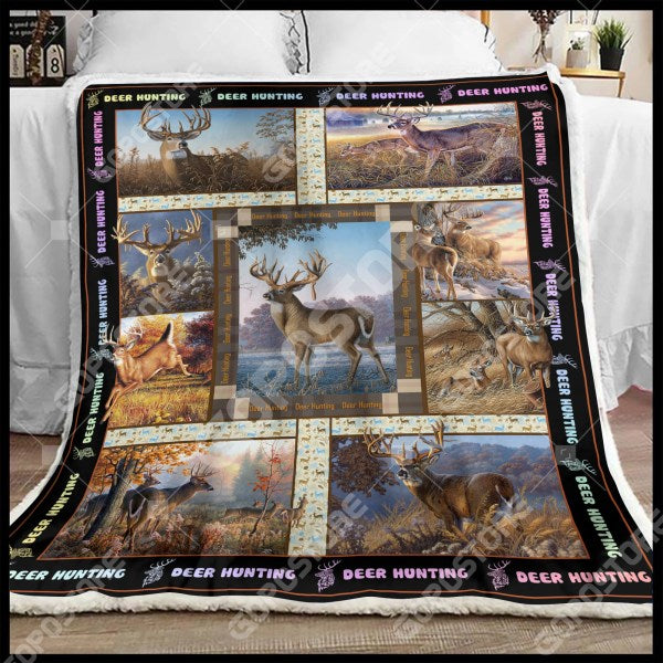 Deer Hunting Art CL15110083MDF Sherpa Fleece Blanket