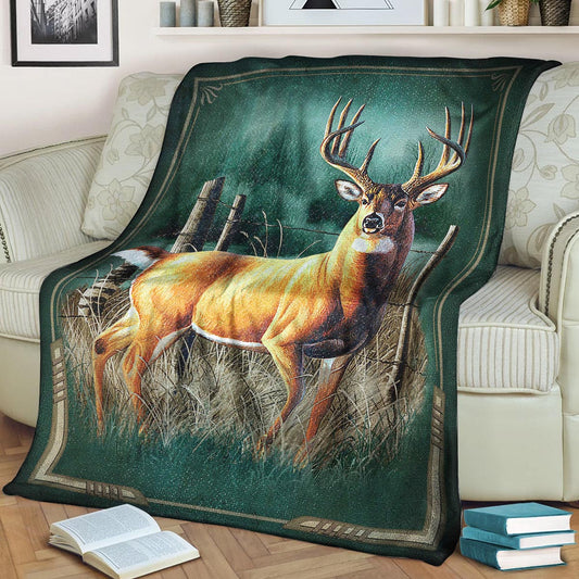 Deer ML070927F Sherpa Fleece Blanket