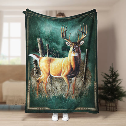 Deer ML070927F Sherpa Fleece Blanket