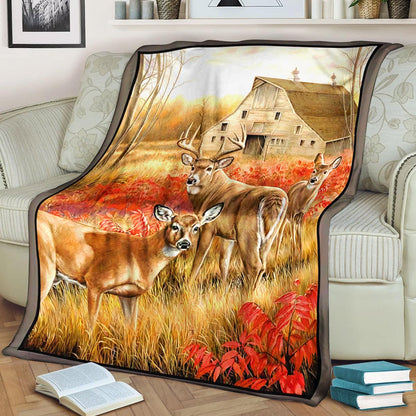 Deer ML080953F Sherpa Fleece Blanket