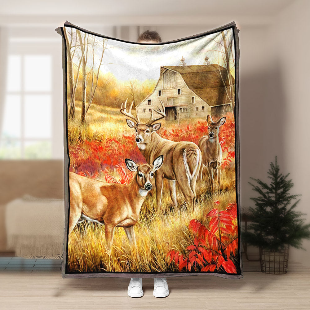 Deer ML080953F Sherpa Fleece Blanket