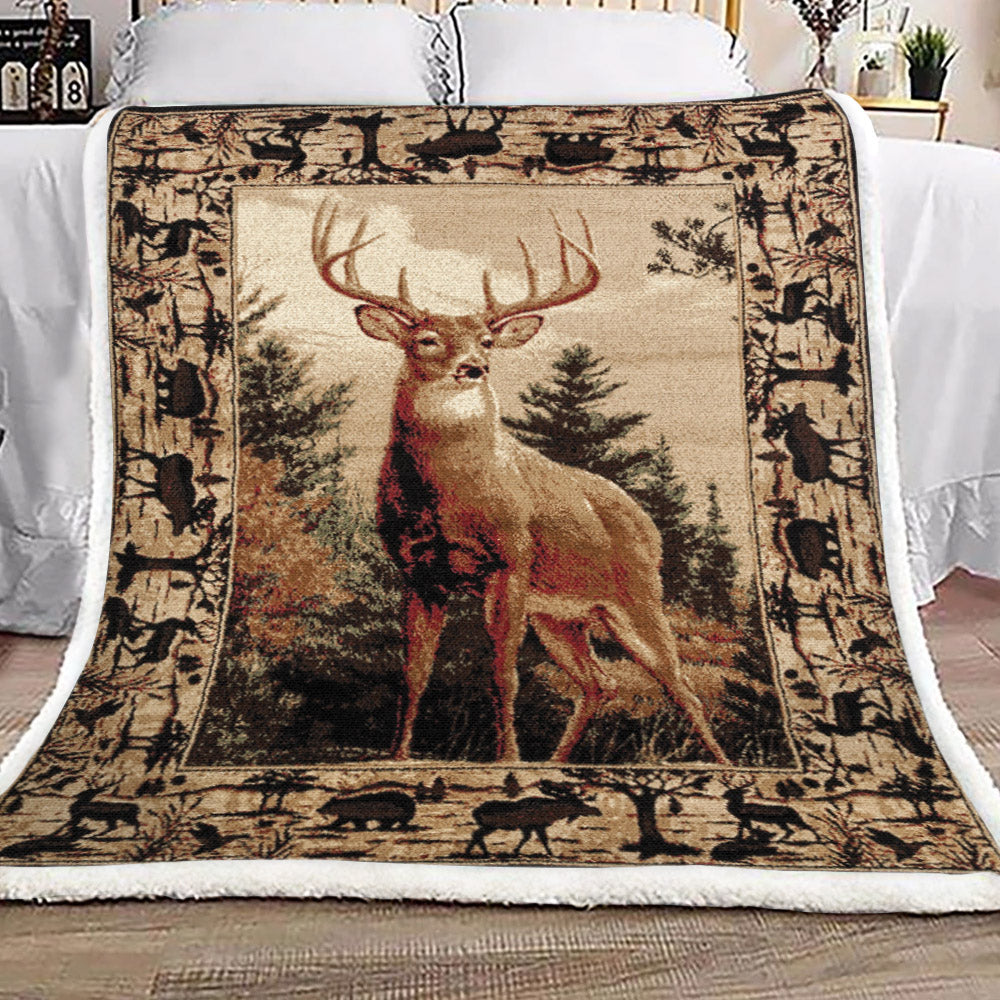 Deer TT1510046TT Sherpa Fleece Blanket