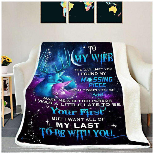 Deer To My Wife Missing Piece Galaxy CL29110280MDF Sherpa Fleece Blanket