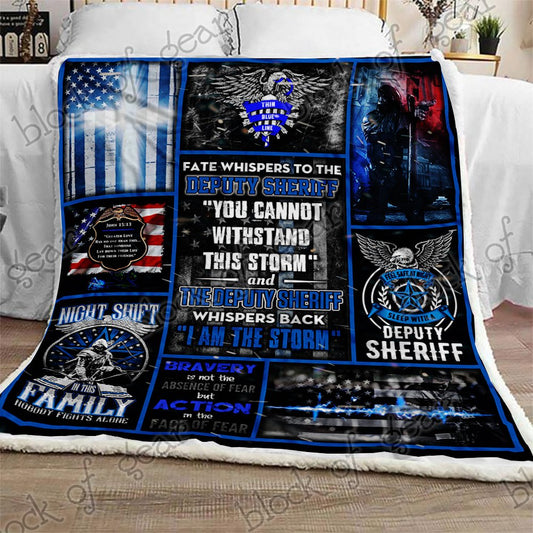 Deputy Sheriff CL0210065MDF Sherpa Fleece Blanket