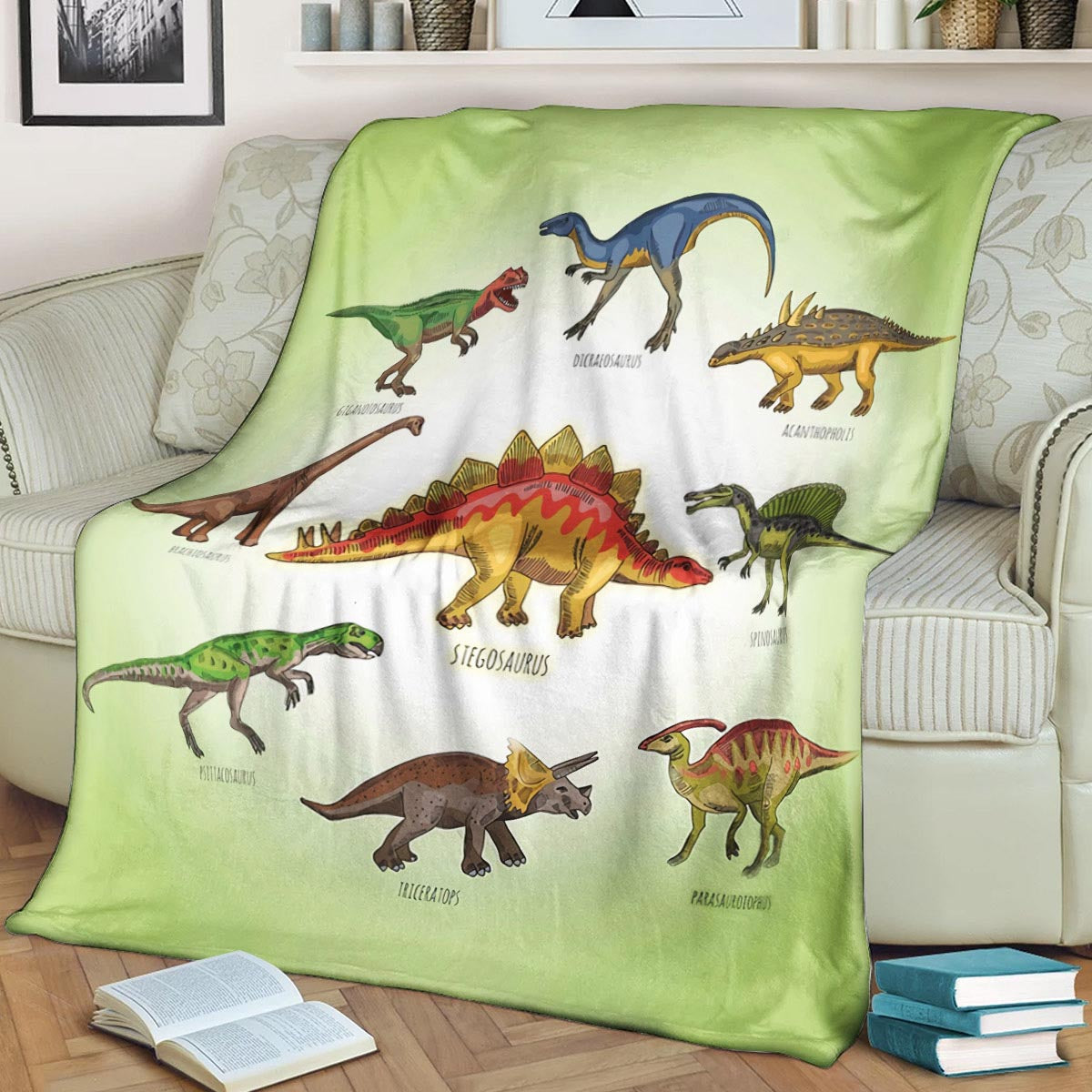 Dinosaur CL140826MD Sherpa Fleece Blanket