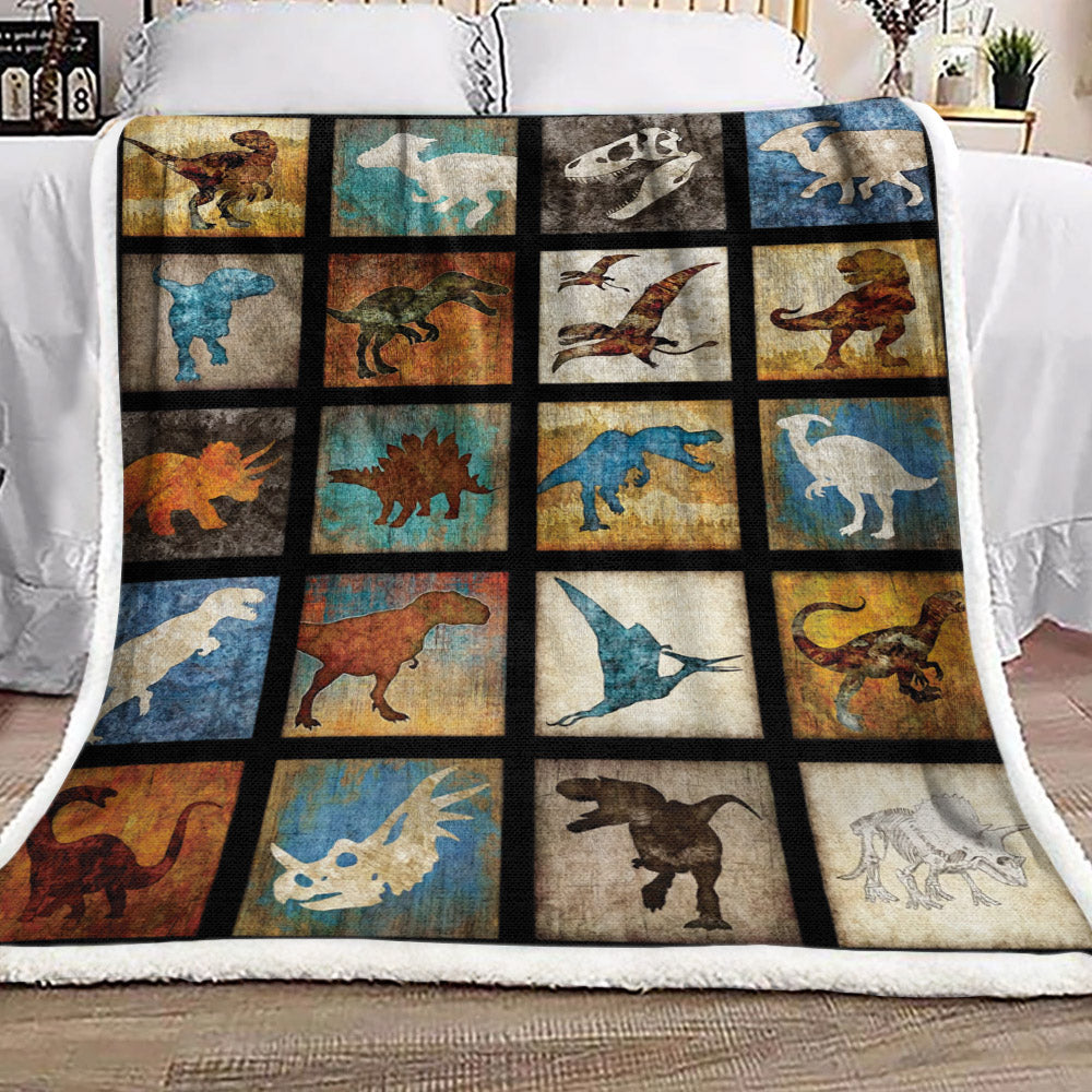 Dinosaur DD091050F Sherpa Fleece Blanket